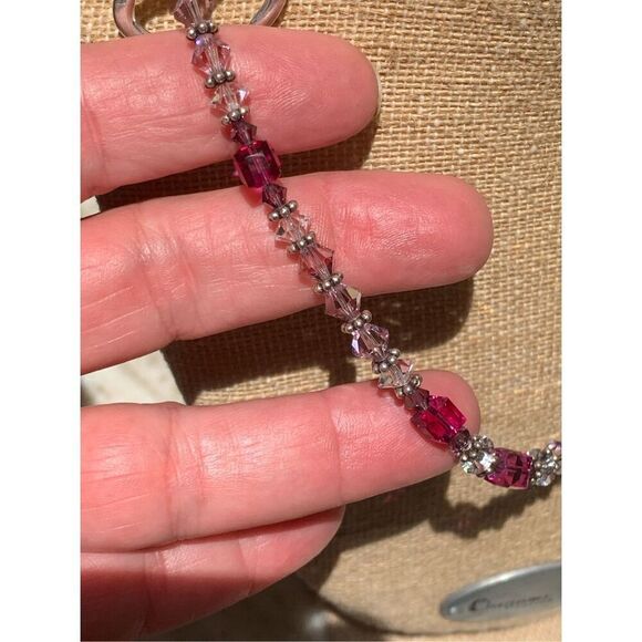 Amethyst Heart, Sterling Silver Necklace With Sparkly  Amethyst Austria Crystals Handmade Necklace with Sterling Silver Heart Pendant